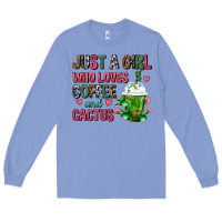 Colony Blue Just A Girl Who Loves Coffee And Cactus Frappe Long Sleeve Tee - FaDigitalArtStudio