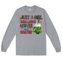 Heather Grey Just A Girl Who Loves Coffee And Cactus Frappe Long Sleeve Tee - FaDigitalArtStudio