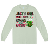 Matcha Just A Girl Who Loves Coffee And Cactus Frappe Long Sleeve Tee - FaDigitalArtStudio