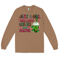 Toasted Coconut Just A Girl Who Loves Coffee And Cactus Frappe Long Sleeve Tee - FaDigitalArtStudio
