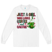 White Just A Girl Who Loves Coffee And Cactus Frappe Long Sleeve Tee - FaDigitalArtStudio