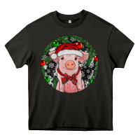 Asphalt Sitting Pig Christmas Heavy Core Tee - RanaPortraitStore