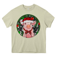 Mossy Sitting Pig Christmas Heavy Core Tee - RanaPortraitStore