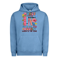 Pigment Pebble Blue money can't buy happiness but it can buy books whi Urban Hoodie - JahusDesignShop