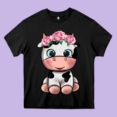 Cute Cow Heavy Core Tee Designed By Texasbilliewilder