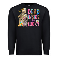 Black easter dead inside but lucky  with skeleton Premium Sweatshirt - AdoDesignShop