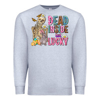 Heather Grey easter dead inside but lucky  with skeleton Premium Sweatshirt - AdoDesignShop