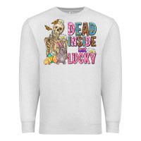Oatmeal Heather easter dead inside but lucky  with skeleton Premium Sweatshirt - AdoDesignShop