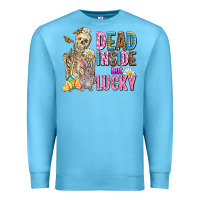 Ocean Blue easter dead inside but lucky  with skeleton Premium Sweatshirt - AdoDesignShop