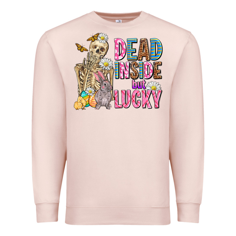 Easter Dead Inside But Lucky  With Skeleton Premium Sweatshirt by AdoDesignShop | Teevron