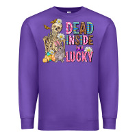 Purple easter dead inside but lucky  with skeleton Premium Sweatshirt - AdoDesignShop