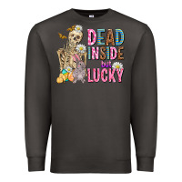Smoke easter dead inside but lucky  with skeleton Premium Sweatshirt - AdoDesignShop