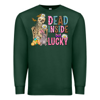 Sports Green easter dead inside but lucky  with skeleton Premium Sweatshirt - AdoDesignShop