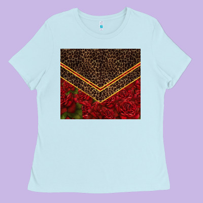 Red Roses With Leopard Ladies Tee Designed By Tumblerdesignbyshophia