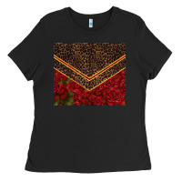 Black red roses with leopard Ladies Tee - TumblerDesignByShophia