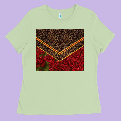 Red Roses With Leopard Ladies Tee Designed By Tumblerdesignbyshophia
