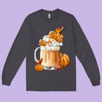 Fall Coffee Long Sleeve Tee Designed By Fadigitalartstudio