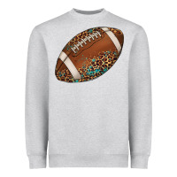 Heather Grey western football leopard turquoise pattern Heavyweight Sweatshirt - Artiststas