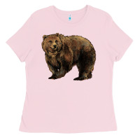Bubblegum Pink Grizzly Bear Ladies Tee - HowdyJamesFarm