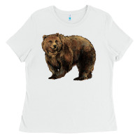 White Grizzly Bear Ladies Tee - HowdyJamesFarm