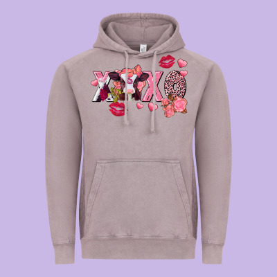 Xoxo Baby Cow Valentine's Day Vintage Hoodie Designed By Fadigitalartstudio