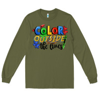 Army Green Color outside the lines Long Sleeve Tee - FaDigitalArtStudio