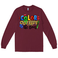Burgundy Color outside the lines Long Sleeve Tee - FaDigitalArtStudio