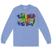 Colony Blue Color outside the lines Long Sleeve Tee - FaDigitalArtStudio