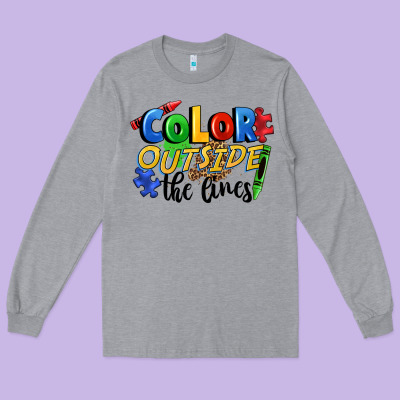 Color Outside The Lines Long Sleeve Tee Designed By Fadigitalartstudio