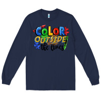 Navy Color outside the lines Long Sleeve Tee - FaDigitalArtStudio