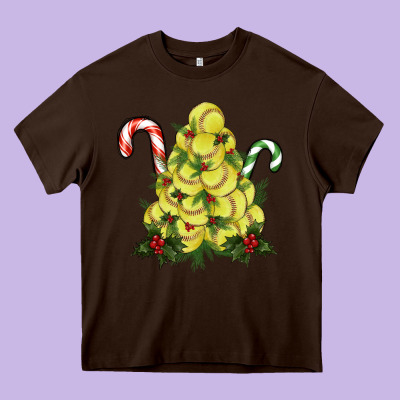 Lightning Softball Christmas Tree Heavy Core Tee Designed By Ranaportraitstore