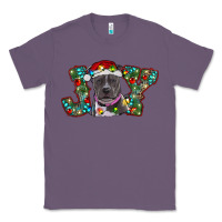 Lavender Christmas Pitbull Joy Classic Tee - RanaPortraitStore