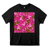 Black breast cancer with ribbon and butterfly seamless p Heavy Core Tee - texasbilliewilder