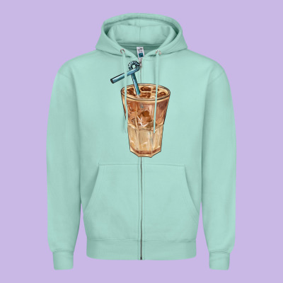 Iced Latte Zipper Hoodie Designed By Barkaloodesign