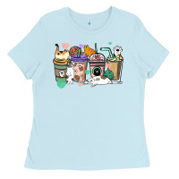 Baby Blue Cat coffee cups Ladies Tee - HowdyJamesFarm