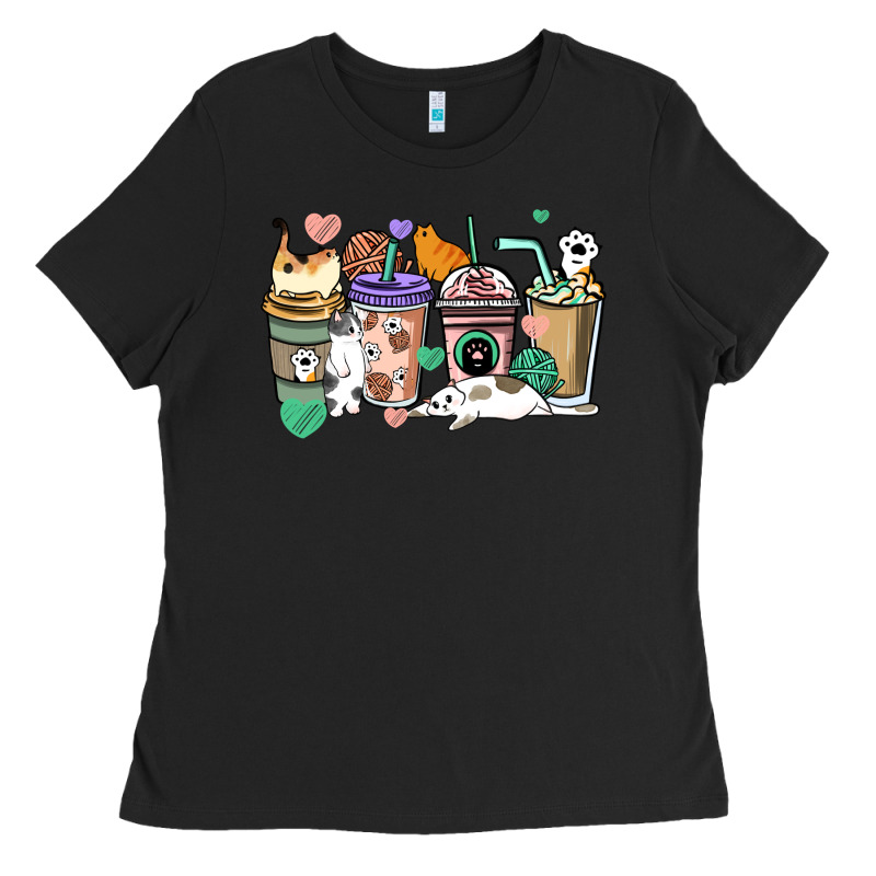 Cat Coffee Cups Ladies Tee by HowdyJamesFarm | Teevron