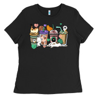 Black Cat coffee cups Ladies Tee - HowdyJamesFarm