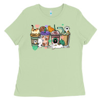 Matcha Cat coffee cups Ladies Tee - HowdyJamesFarm