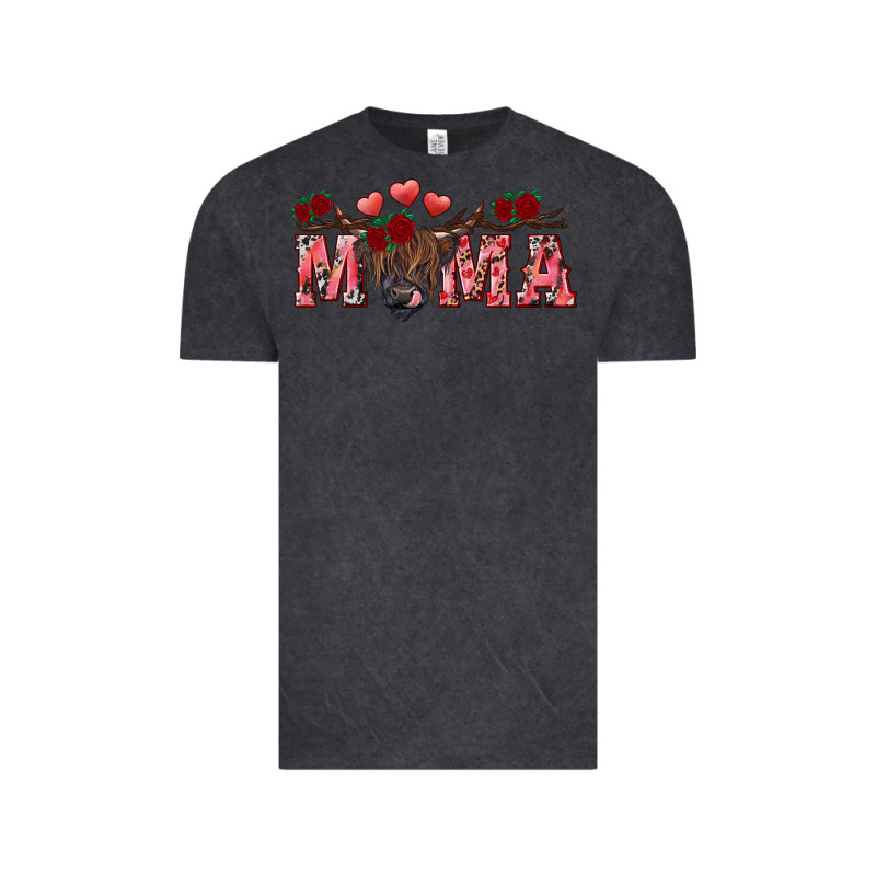 Valentine's Day Mama Black Highland Cow Vintage Tee by RanaPortraitStore | Teevron