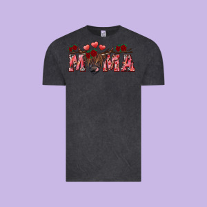 Valentine's Day Mama Black Highland Cow Vintage Tee Designed By Ranaportraitstore