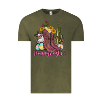 Vintage Olive Happy Easter western Easter Day Vintage Tee - CowGirlArtShop