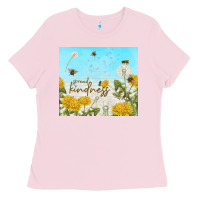 Bubblegum Pink spread kindness with dandelions Ladies Tee - TumblerDesignByShophia