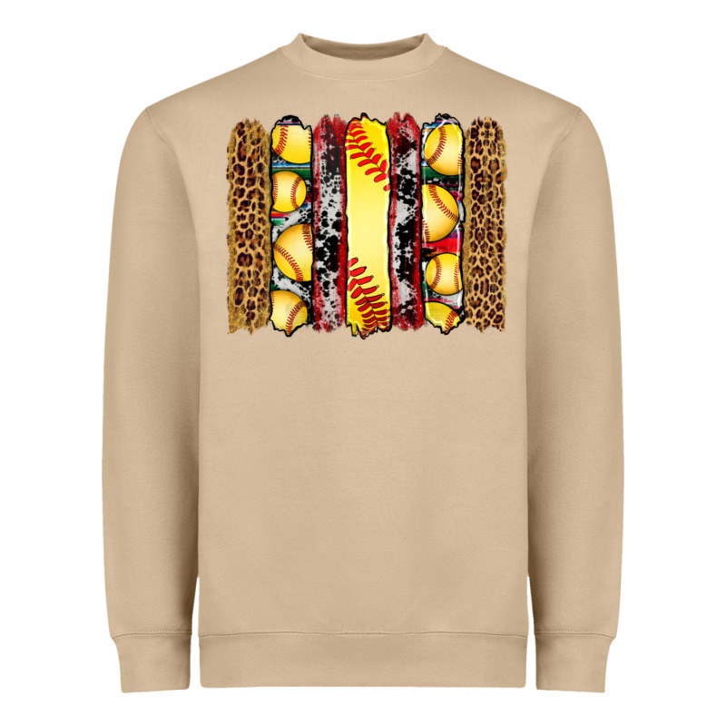 Softball Serape Leopard Cowhide Glitter Brushstrokes Heavyweight Sweatshirt by Artiststas | Teevron
