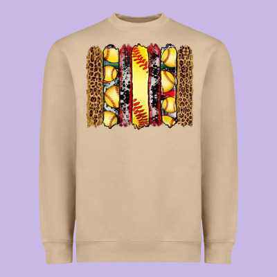 Softball Serape Leopard Cowhide Glitter Brushstrokes Heavyweight Sweatshirt Designed By Artiststas