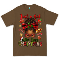 Cacao just a girl who loves christmas afro messy bun Premium Tee - texasbilliewilder