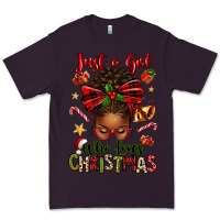Plum just a girl who loves christmas afro messy bun Premium Tee - texasbilliewilder