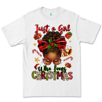 White just a girl who loves christmas afro messy bun Premium Tee - texasbilliewilder