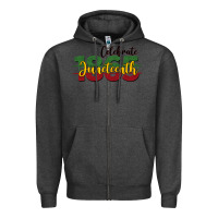 Charcoal Heather celebrate juneteenth1865 Zipper Hoodie - BarkalooDesign