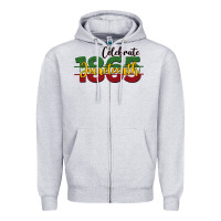 Heather Grey celebrate juneteenth1865 Zipper Hoodie - BarkalooDesign