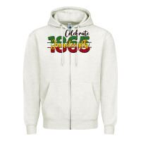 Oatmeal Heather celebrate juneteenth1865 Zipper Hoodie - BarkalooDesign
